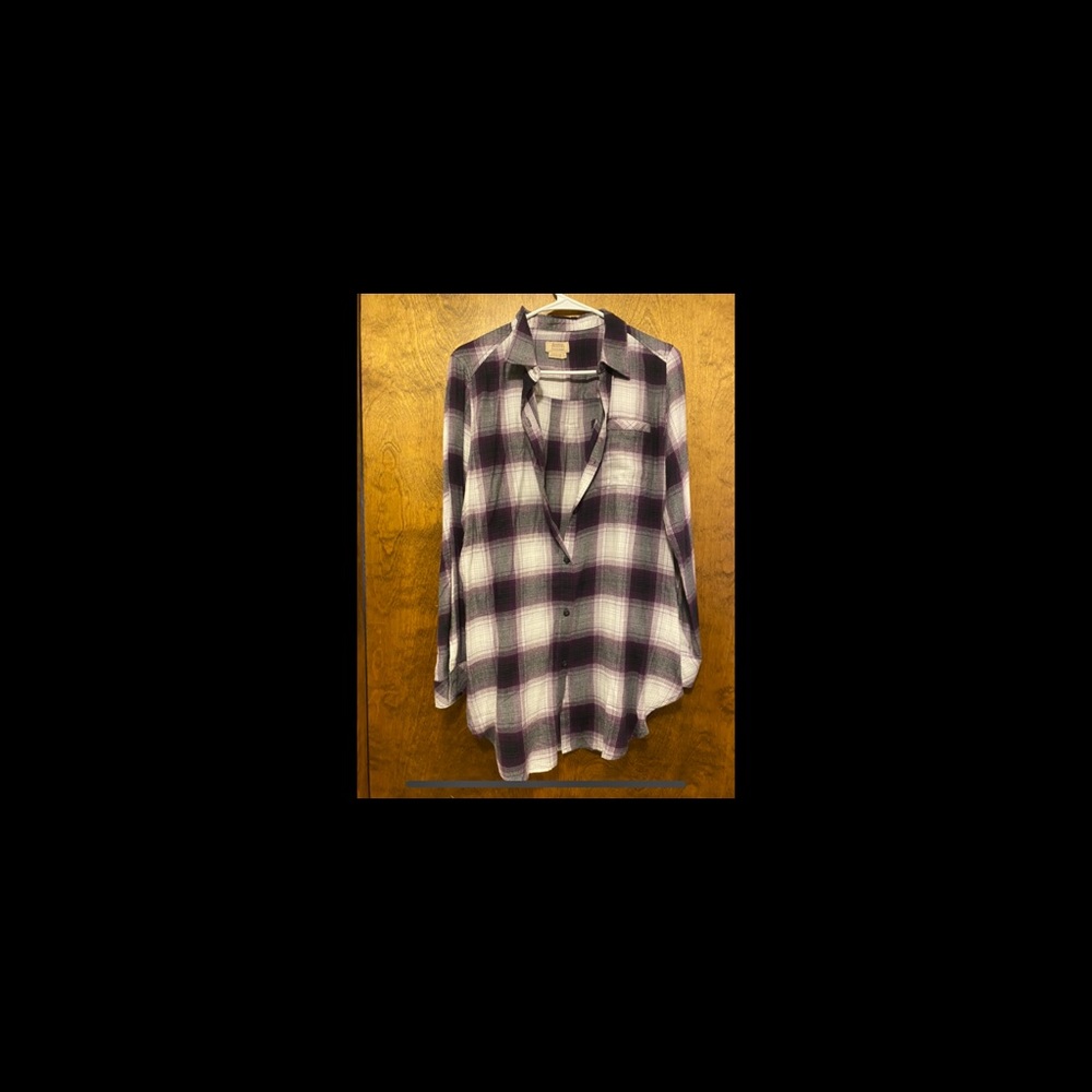 Flannel button down top